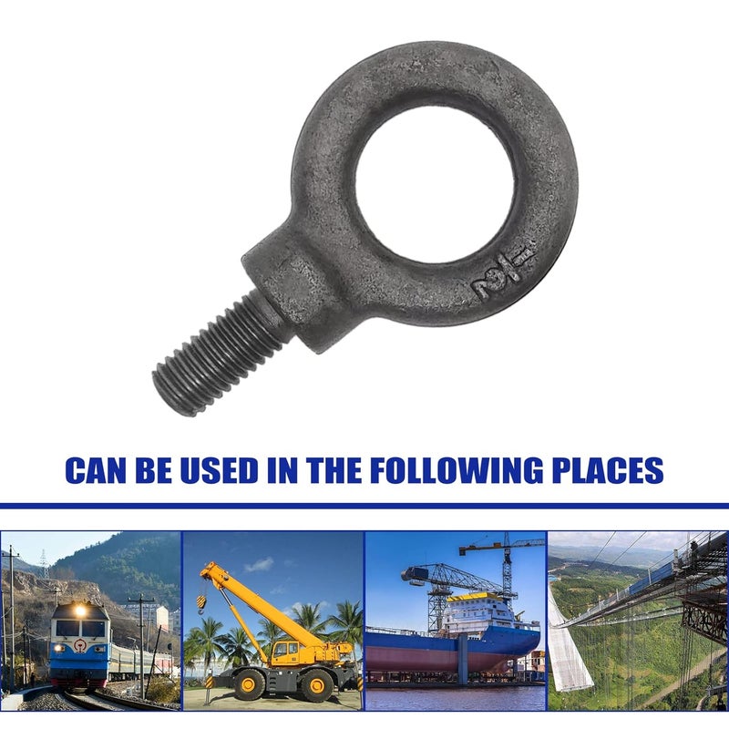 Easily Lifting Shoulder Eye Bolt 1/2"-13 X 1 2 Pcs, Industrial Grade Heavy Duty Forged Steel for Truck Tractor Bucket Use As Towing&Pulling Point - Image 4